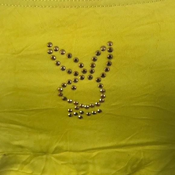 playboy yellow studded bunny logo crop tankini swim top - Picture 3 of 6